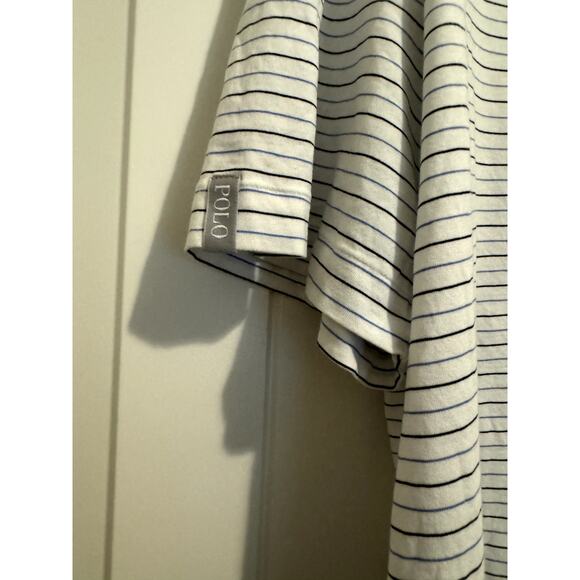 Polo Golf from Ralph Lauren Stretch Lisle White w/ Blue Stripes Size Large - Picture 3 of 13